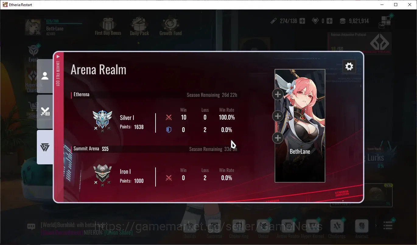 Etheria: Restart Accounts Mid‑Tier GLOBAL-S25|Lvl 36|17 SSR|Massiah,Lian,Kloss,Lingluo,Fuqiu,Xiada,Areal,Xuan 11