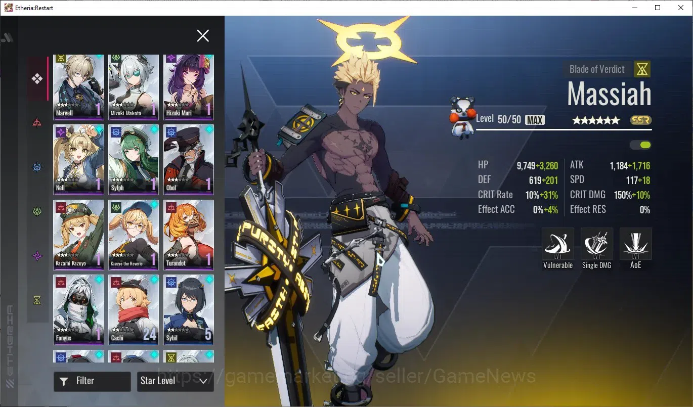 Etheria: Restart Accounts Mid‑Tier GLOBAL-S25|Lvl 36|17 SSR|Massiah,Lian,Kloss,Lingluo,Fuqiu,Xiada,Areal,Xuan 6