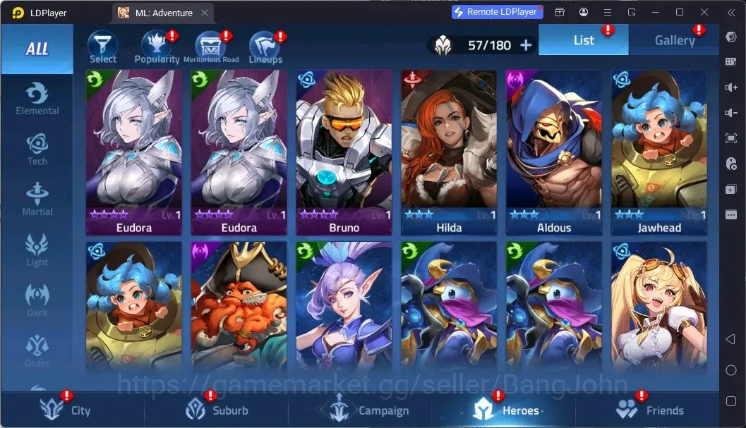Mobile Legends: Adventure Accounts Global |LV 40|645k Power|VIP 4|Camp 28-6|Hero 57|63,642 Diamond|29 10
