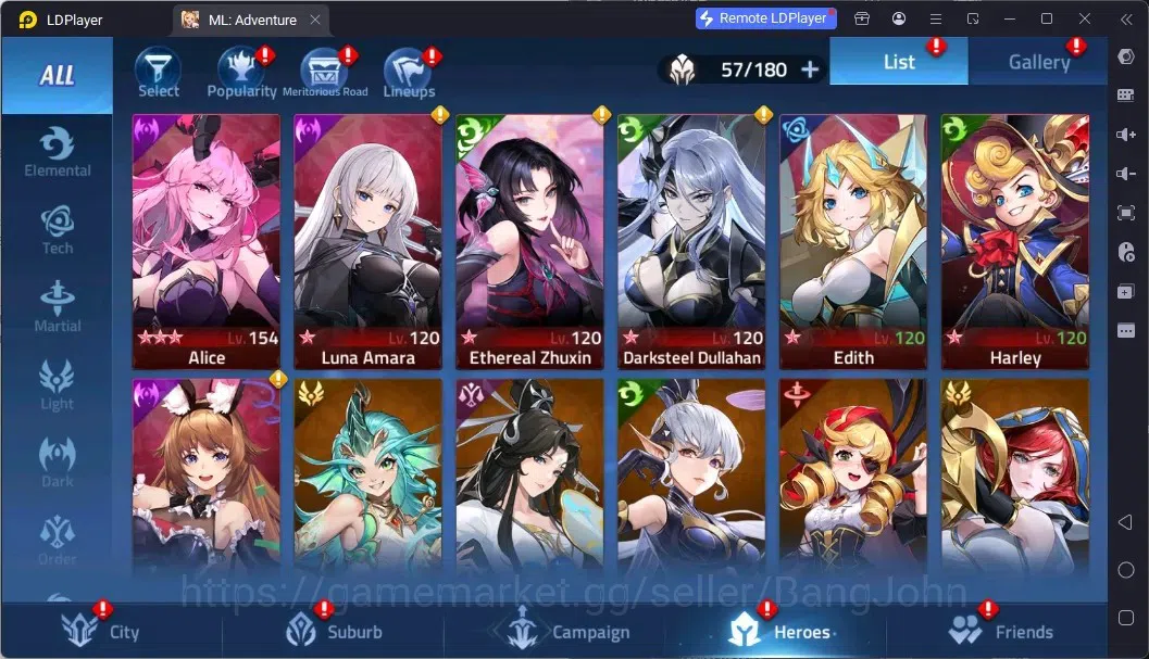 Mobile Legends: Adventure Accounts Global |LV 40|645k Power|VIP 4|Camp 28-6|Hero 57|63,642 Diamond|29 3
