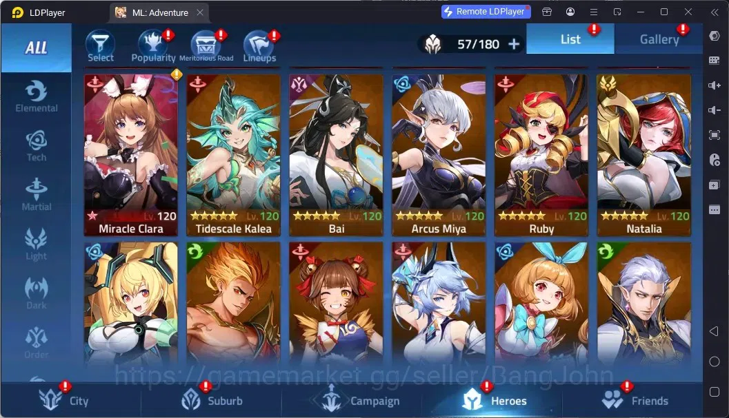 Mobile Legends: Adventure Accounts Global |LV 40|645k Power|VIP 4|Camp 28-6|Hero 57|63,642 Diamond|29 4