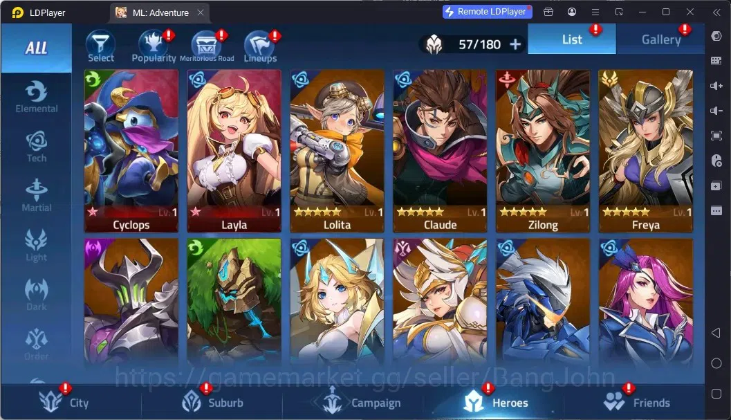 Mobile Legends: Adventure Accounts Global |LV 40|645k Power|VIP 4|Camp 28-6|Hero 57|63,642 Diamond|29 7