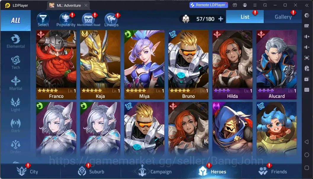 Mobile Legends: Adventure Accounts Global |LV 40|645k Power|VIP 4|Camp 28-6|Hero 57|63,642 Diamond|29 9