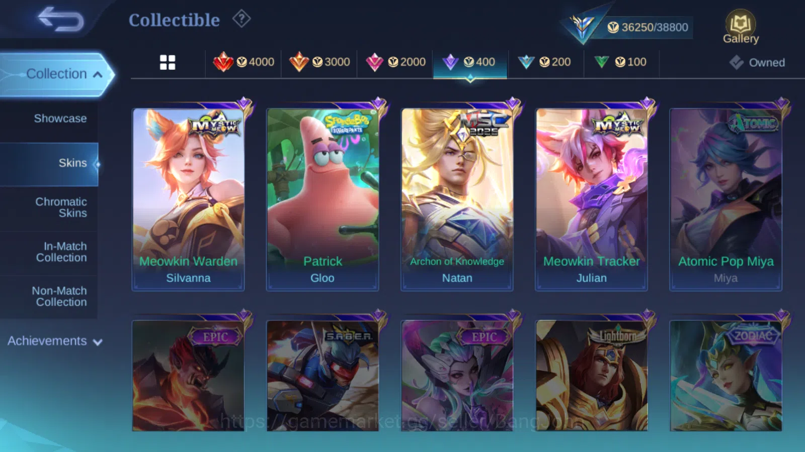Mobile Legends: Bang Bang Accounts Others Hero 71 | skin 127 | prime granger | prime claude | lightborn alucard epic nana 10