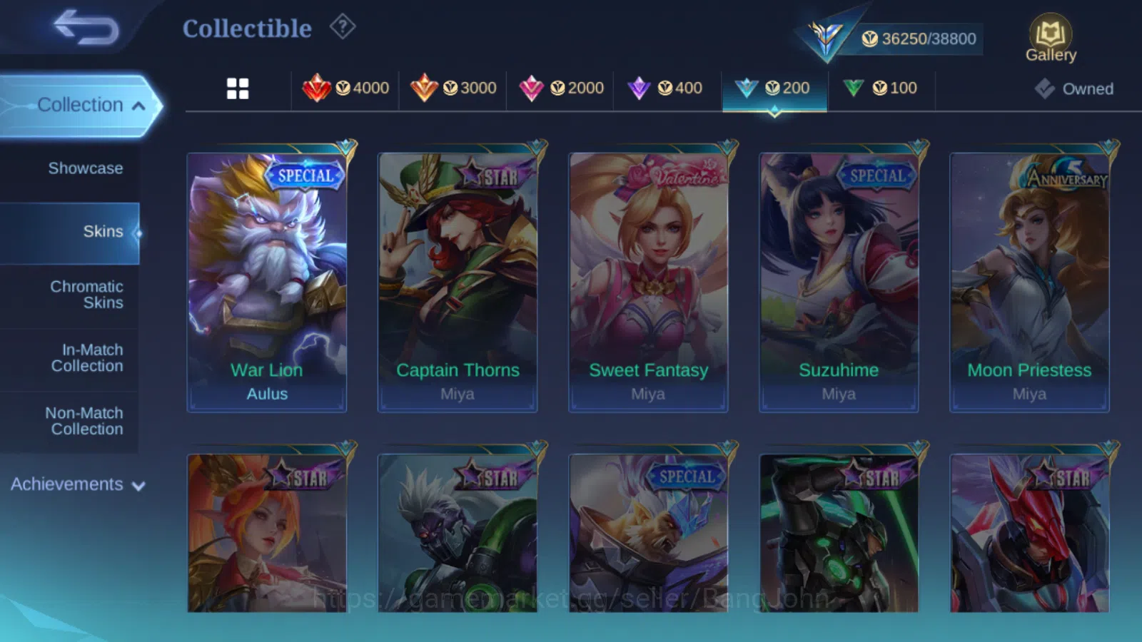 Mobile Legends: Bang Bang Accounts Others Hero 71 | skin 127 | prime granger | prime claude | lightborn alucard epic nana 13