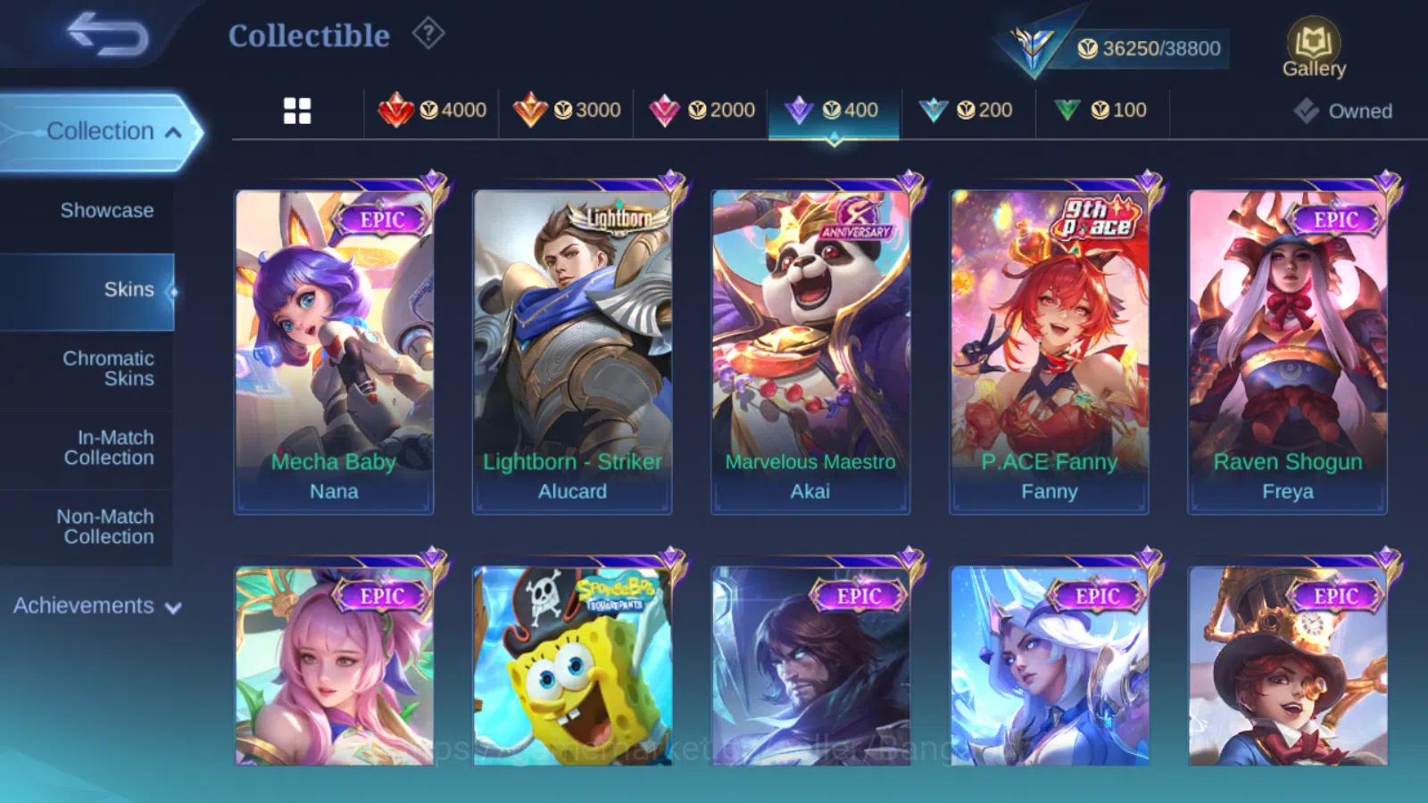 Mobile Legends: Bang Bang Accounts Others Hero 71 | skin 127 | prime granger | prime claude | lightborn alucard epic nana 8