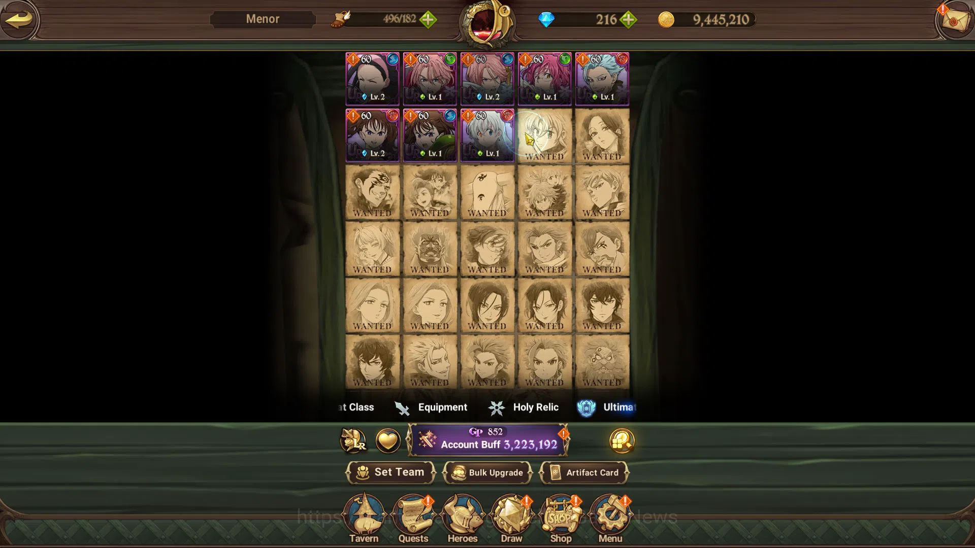 The Seven Deadly Sins: Grand Cross Accounts Midgame Global|3,2M CC|216 Dm+55 LS|1 LR+3 UR+Collab Fire 11