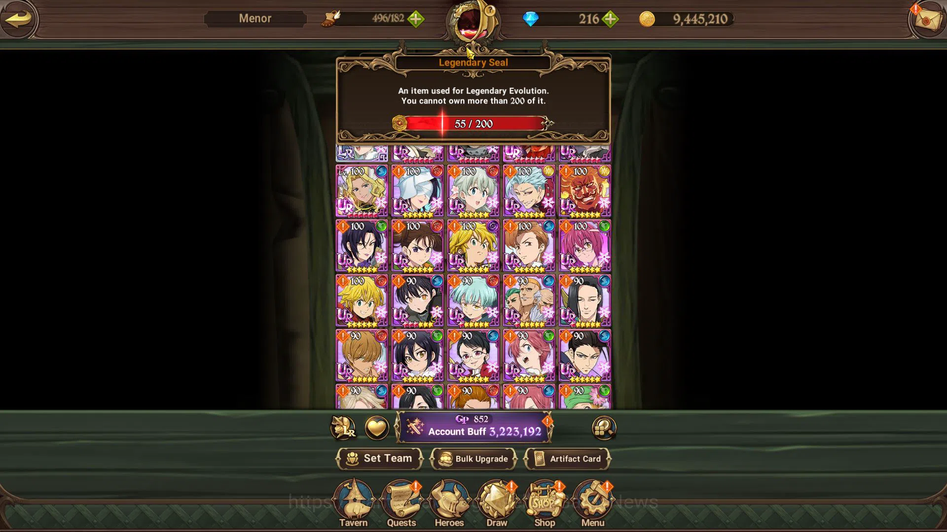 The Seven Deadly Sins: Grand Cross Accounts Midgame Global|3,2M CC|216 Dm+55 LS|1 LR+3 UR+Collab Fire 3