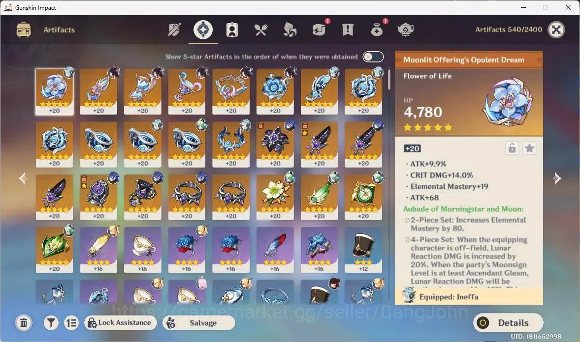 Genshin Impact Accounts ASIA | AR 45 | Flins premium (Flins,Ineffa,Columbi image 11
