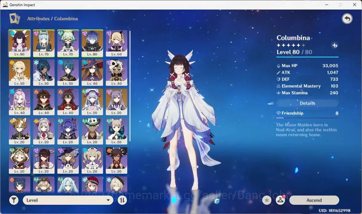Genshin Impact Accounts ASIA | AR 45 | Flins premium (Flins,Ineffa,Columbi image 14