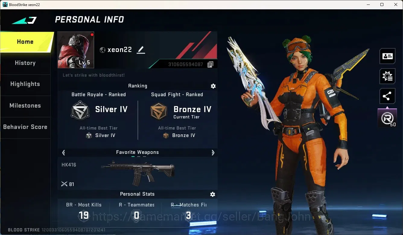 Blood Strike Accounts Others ASIA |1 Eternal Gun: Bizon - Seraph|4 Legendary Gun|1 Name-Changing Card|Check SS BS2076B 1