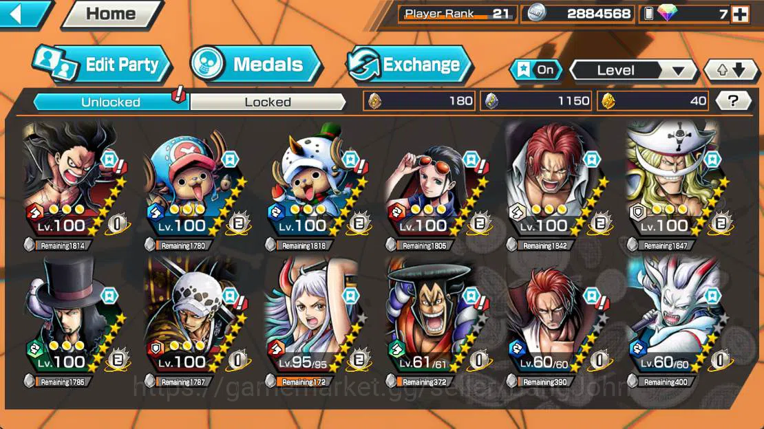 One Piece Bounty Rush Others GLOBAL|EX 6| DD Shanks, Yamato, four emperor Shank image 1
