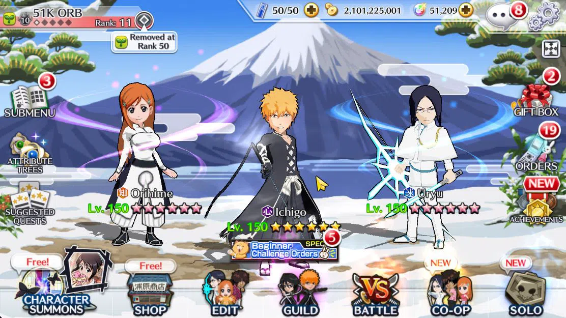 Bleach: Brave Souls Accounts Mid-Tier [GLOBAL]51K Orb|TYBW (Ikkaku,Aizen,Mila,Ichigo,Bazz,Tenjiro),10th Rukia,9th