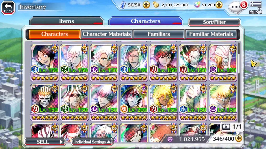 Bleach: Brave Souls Accounts Mid-Tier [GLOBAL]51K Orb|TYBW (Ikkaku,Aizen,Mila,Ichigo,Bazz,Tenjiro),10th Rukia,9th 7