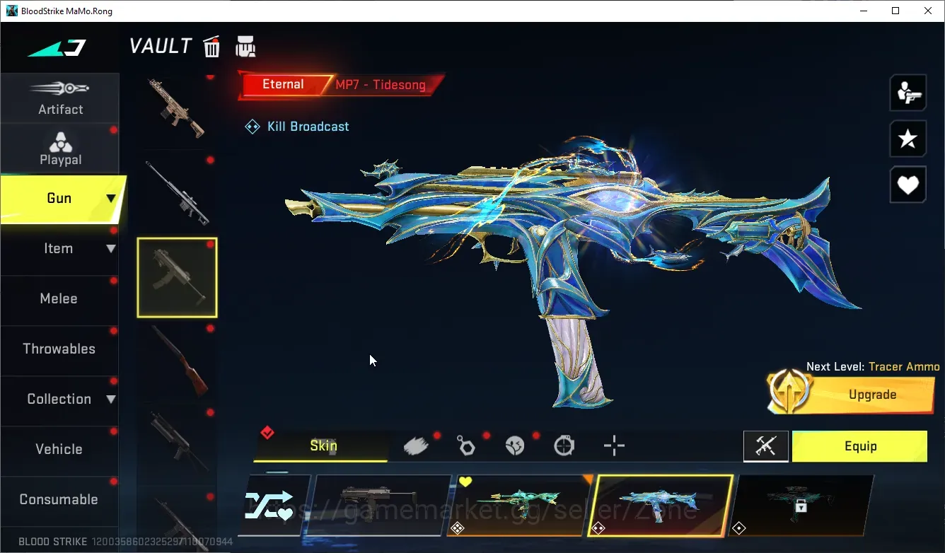 Blood Strike Accounts High-End ASIA|1 ETERNAL GUN MP7 Tidesong|2 ULTRA Melee|3 Limited Gun|8 Ultra Guns|6 Collab|20 1