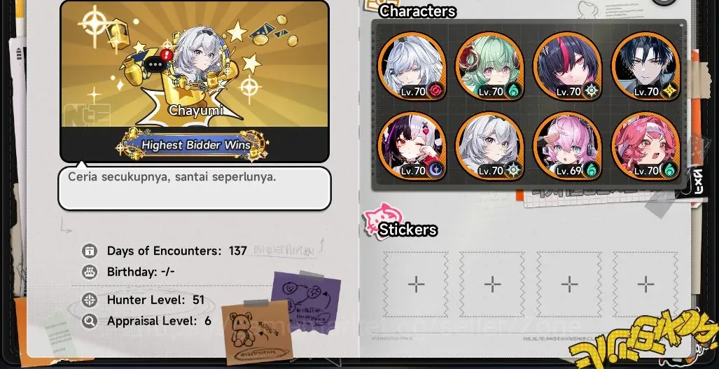 Neverness to Everness Accounts SEA|HL51|13S-Class 7Lim+4Sign: Zankou,Iroi+Sign,Linko,Lacrimosa+Sign,NanallyA2,Etc|Draco|Skin 1