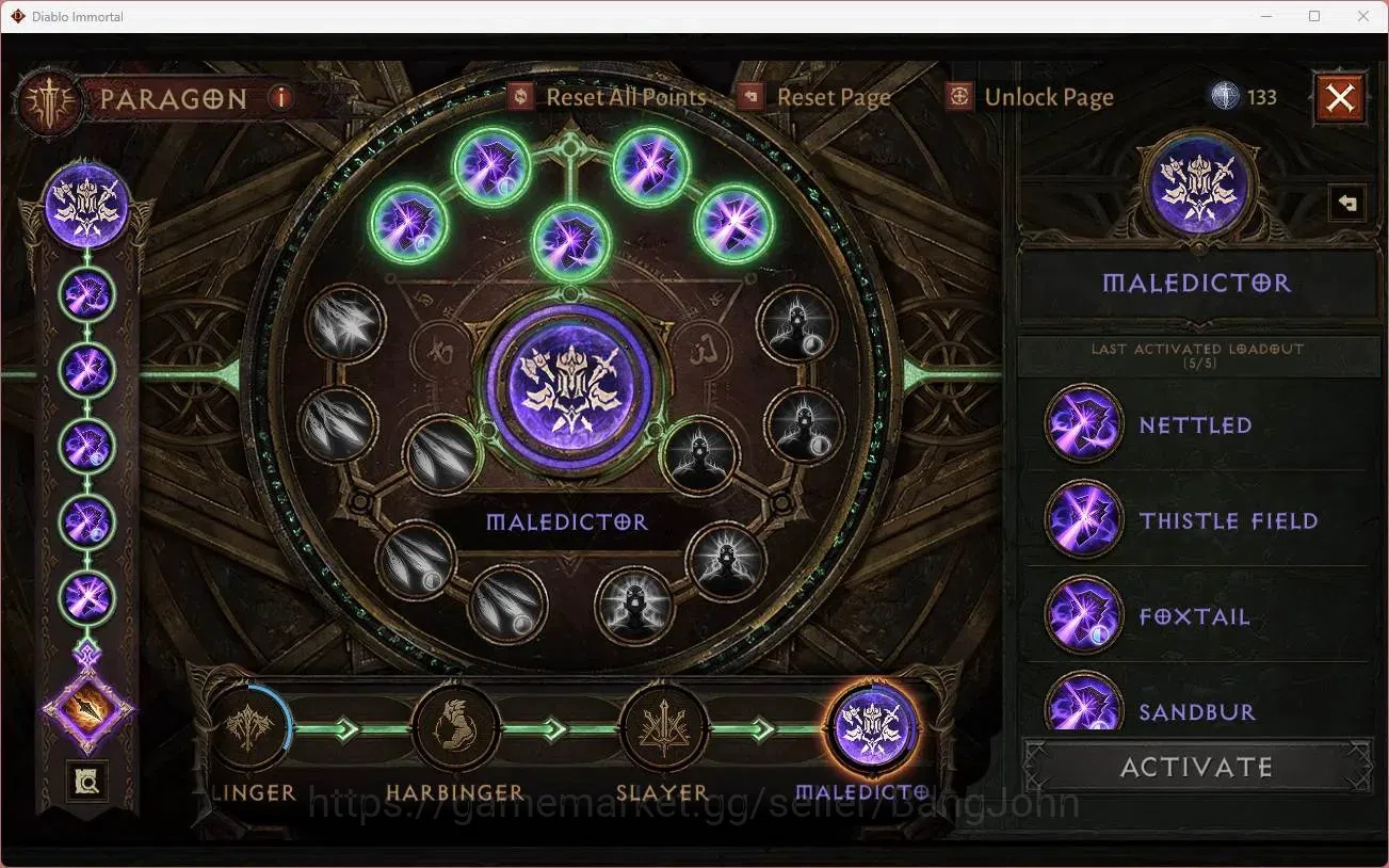 Diablo Immortal Accounts Mid-Tier SEA - Vasily | 60 (321) Druid - Maledictor|CR 28k|Reso 480|Hell 3|2 Cosmetics|Lv 30 (1 3