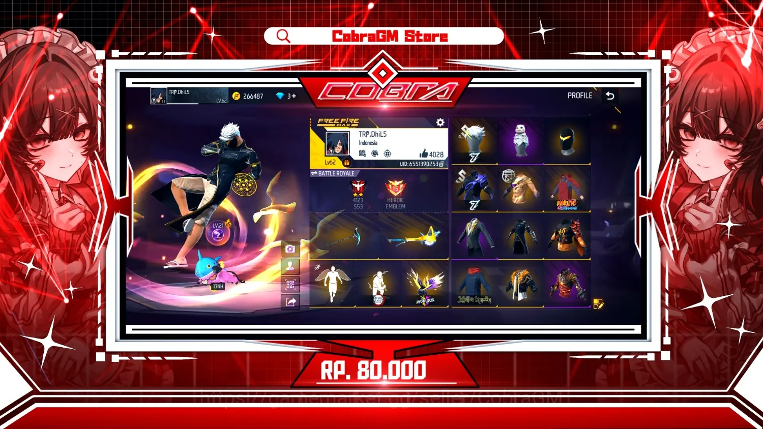 Free Fire Accounts Akun Free Fire Vault 235 | Madara | Yingyang | Yuji | Kakashi | Anemon Stormer | Turtleneck | Tenxi | Sg 1