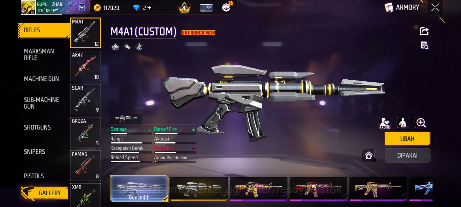 Free Fire Accounts FREE FIRE | SG2 EMERALD POWER, M4A1 GENOS,AK47 UNICORN LAVA, MP40 FLASHING SPEED, VAULT 329, CHEAPEST 2
