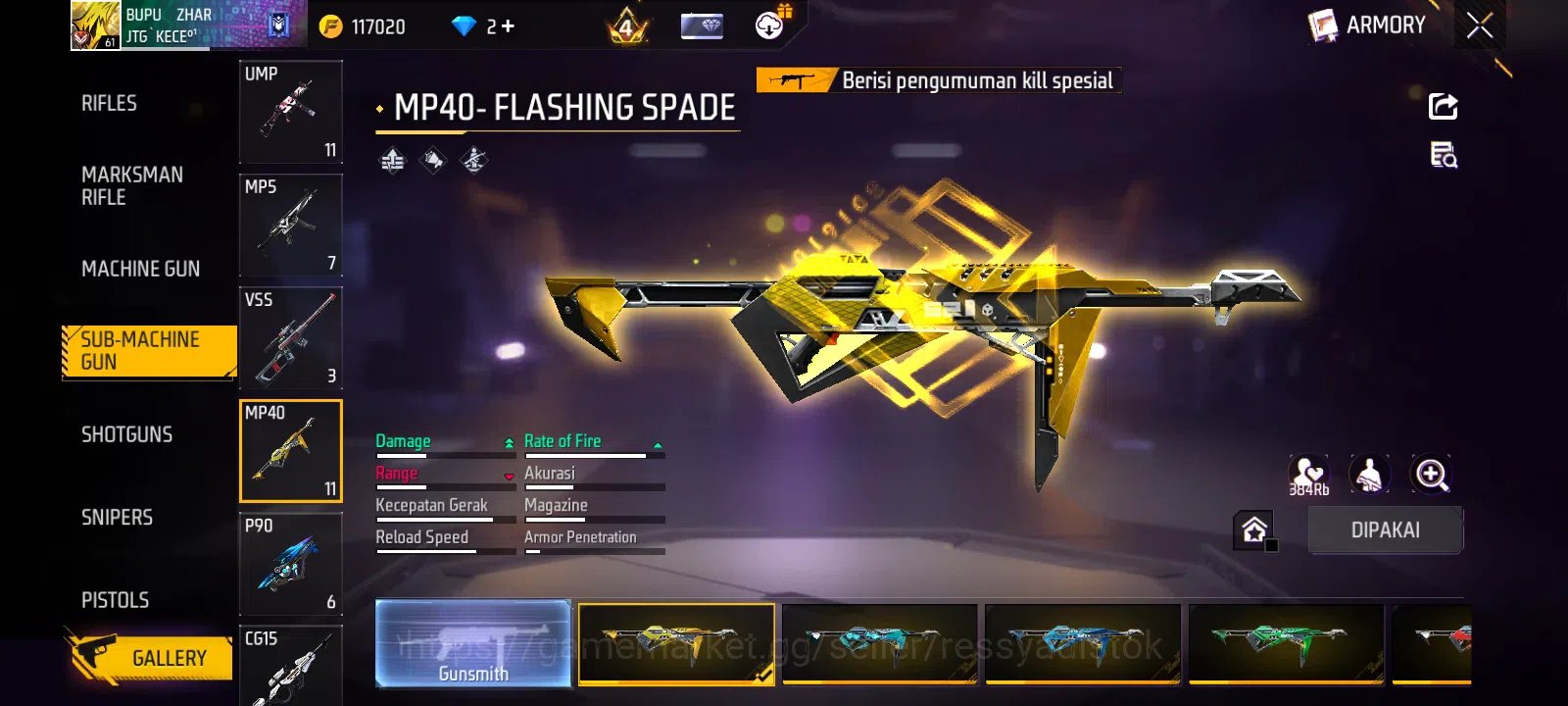 Free Fire Accounts FREE FIRE | SG2 EMERALD POWER, M4A1 GENOS,AK47 UNICORN LAVA, MP40 FLASHING SPEED, VAULT 329, CHEAPEST 5