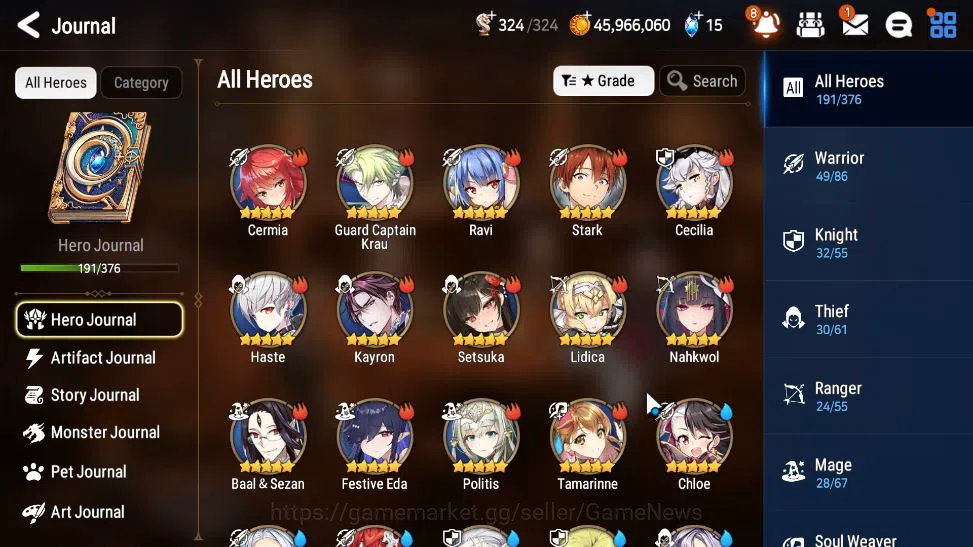Epic Seven Accounts Mid-Tier GLOBAL Verif|14 ML(Notos, Straze, GRas, BHwayoung, SSez, Etc)+ Collab Stark, Rinak 8