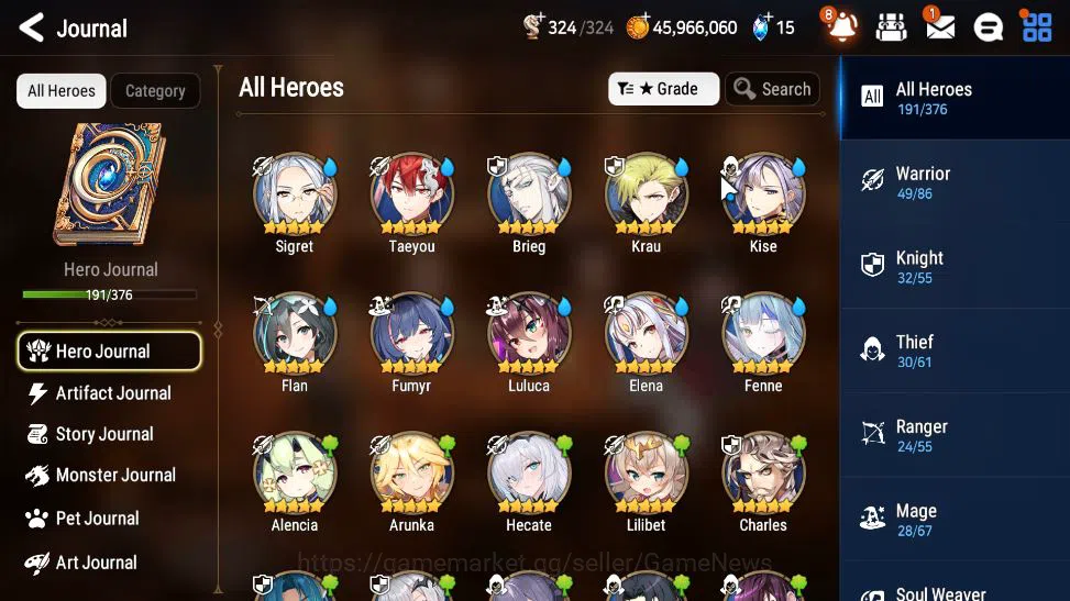 Epic Seven Accounts Mid-Tier GLOBAL Verif|14 ML(Notos, Straze, GRas, BHwayoung, SSez, Etc)+ Collab Stark, Rinak 9