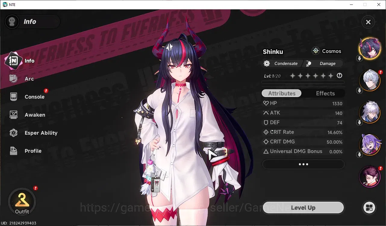 Neverness to Everness Accounts Global SEA|HL 8|3 SSR 1 Limited [Shinku+Signature],Baicang,Fadia|2 SSR Selector Box|Selector 2