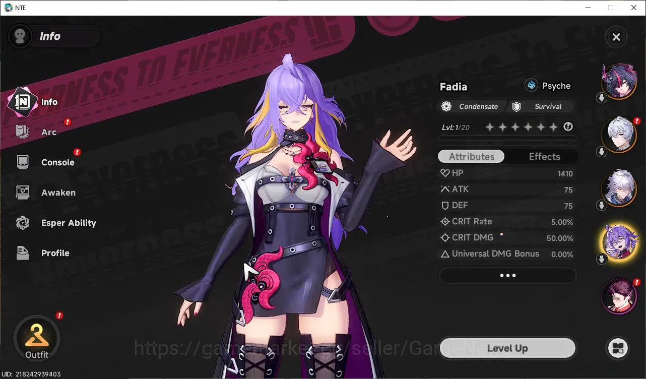 Neverness to Everness Accounts Global SEA|HL 8|3 SSR 1 Limited [Shinku+Signature],Baicang,Fadia|2 SSR Selector Box|Selector 5