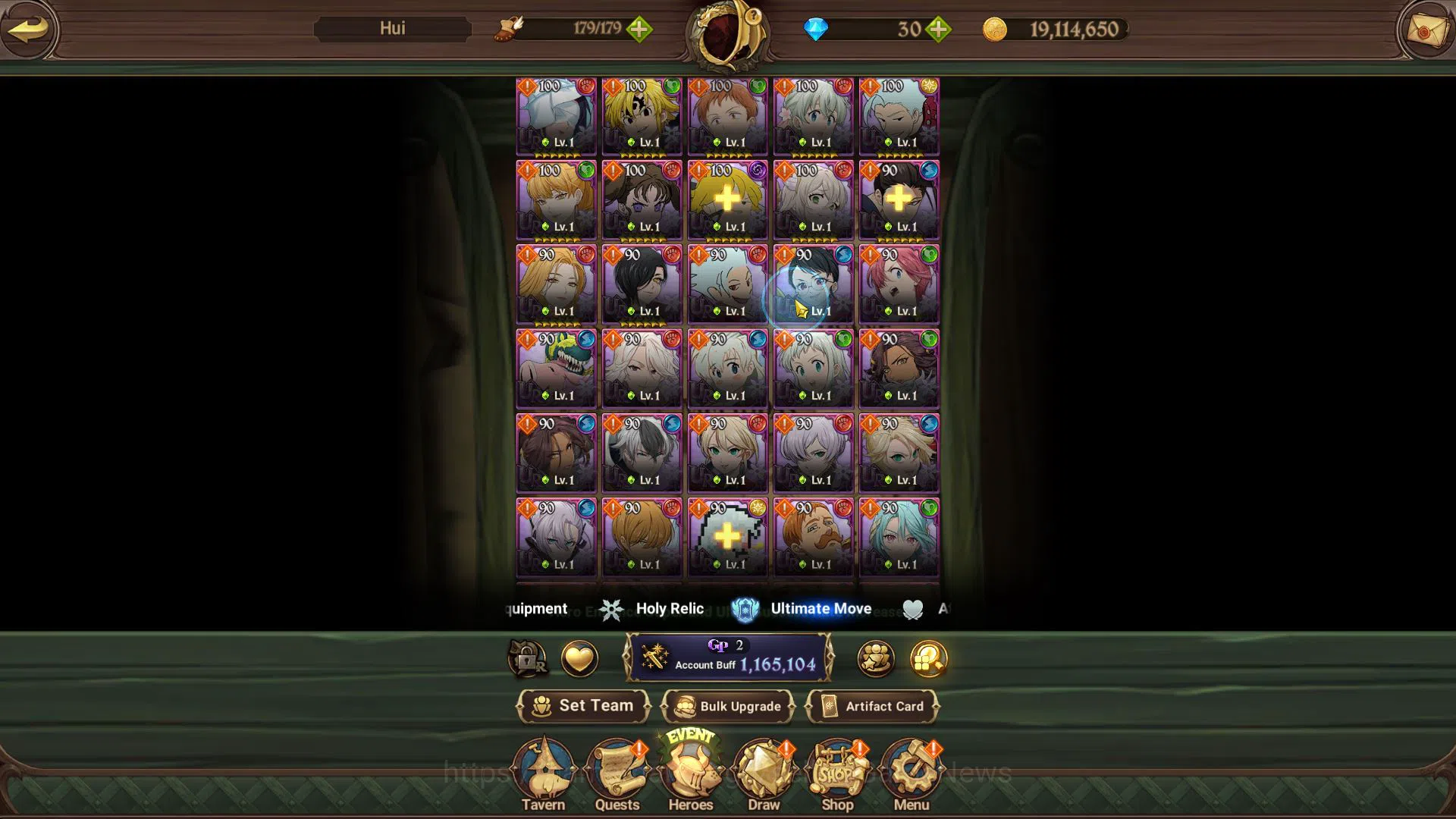 The Seven Deadly Sins: Grand Cross Accounts Midgame Global|1,1M CC|Starter Ch4|1 Seventh Spring Box| 5 UR | Meresca, ODK2/6 4