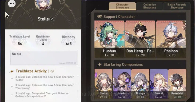 Honkai Star Rail Accounts Mid Game Asia|TL 56|7 Limited 2