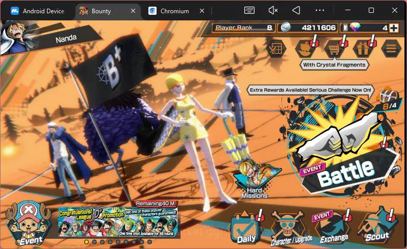 One Piece Bounty Rush Accounts GLOBAL|EX 4+PR 8|BP Kuzan,Flame E Sabo,WI Trafalga image 1