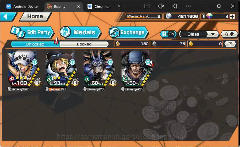 One Piece Bounty Rush Accounts GLOBAL|EX 4+PR 8|BP Kuzan,Flame E Sabo,WI Trafalga image 7