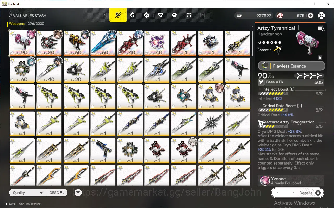 Arknights: Endfield Accounts ASIA | lv 52, Yvonne, Lastrite, Lifeng, pogra, WP 6s 9 for sign n detail Check SS AKE190B 14