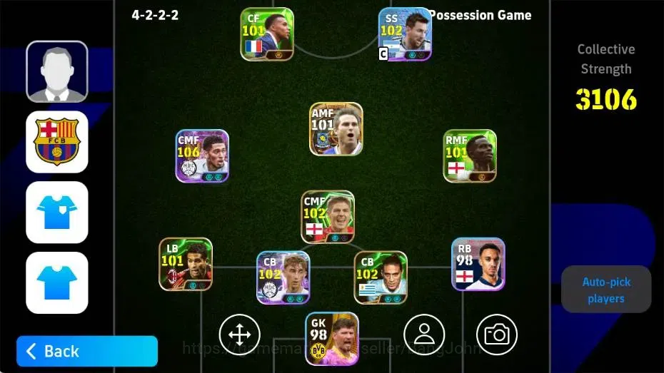 eFootball Accounts Legends & Iconic Players Mobile|PW 3106|Frank Lampard BigT'05,Jude Bellingham ShowT,Dean Huijsen 1