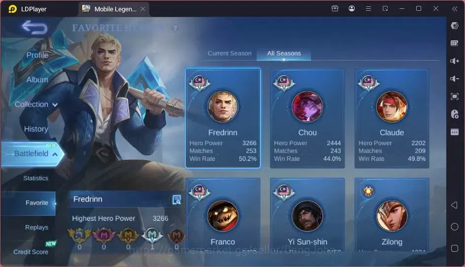 Mobile Legends: Bang Bang Accounts Global|Hero 68|Skin 79|Seasoned|KOF Chou,Karina|BL image 12