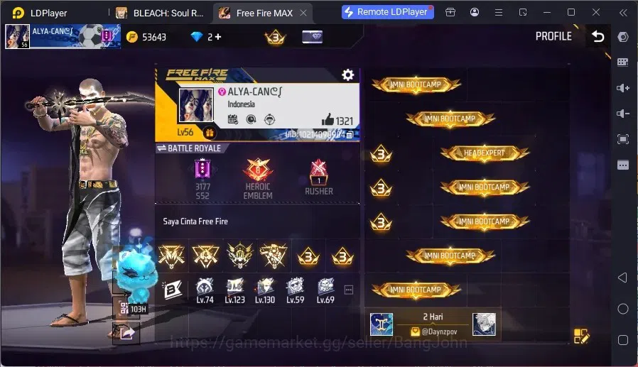 Free Fire Accounts Indonesia | 2 EVO (SCAR-Megalodon Alpha Lv4, AUG-Blazing Fracture Lv2) | M1887-Mamba Gnaw | Check SS 1