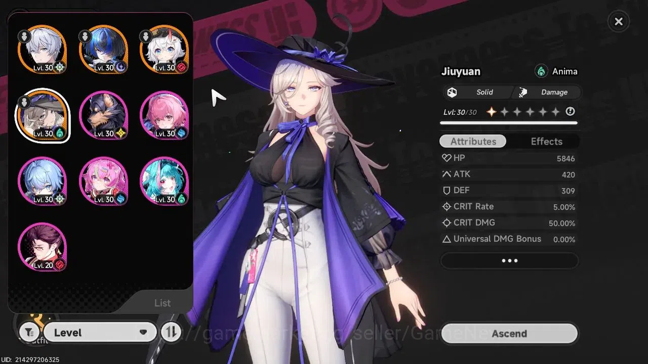 Neverness to Everness Accounts GLOBAL EU|HL 17|TL 5|3 SSR Jiuyuan, Sakiri+Sign, Daffodill|3 S Arc|Phoenix Kick Skin+Glider 1