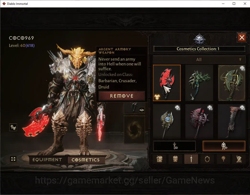 Diablo Immortal Accounts SEA-Anu|CS ON|Lv60(618)|Barbarian|CR 35k|Reso 540| image 9