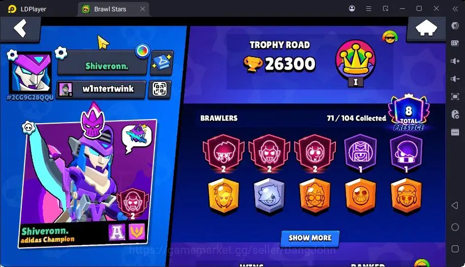 Brawl Stars Accounts Thropy 26300|71 Brawler|10 Max Hypercharge|2Hc(Poco,Rico),5Legend,14Mythic Skin|10346 Bling| ProtectOff 2