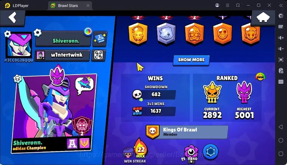 Brawl Stars Accounts Thropy 26300|71 Brawler|10 Max Hypercharge|2Hc(Poco,Rico),5Legend,14Mythic Skin|10346 Bling| ProtectOff 3