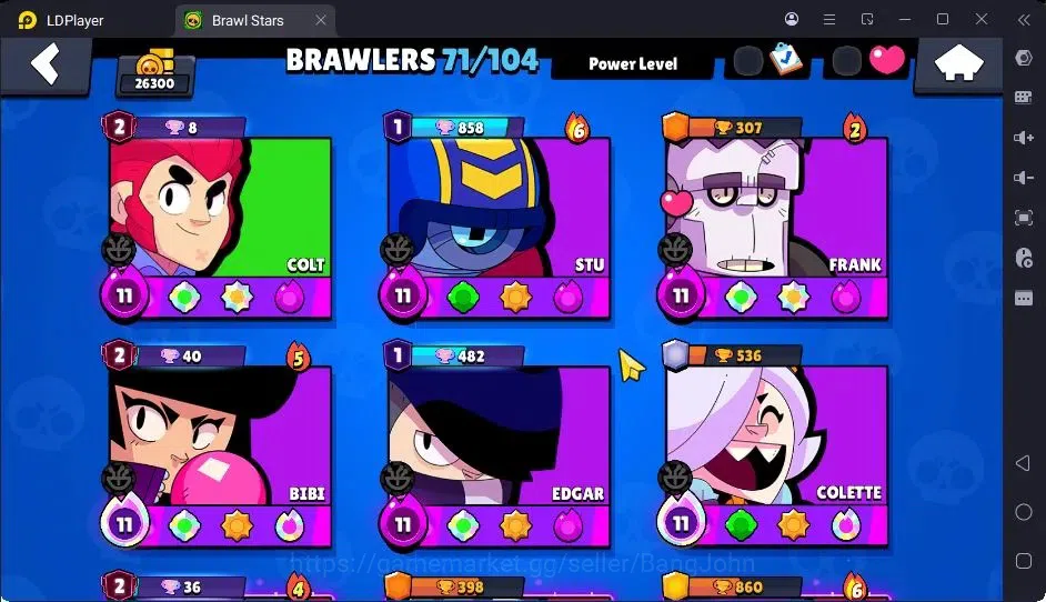 Brawl Stars Accounts Thropy 26300|71 Brawler|10 Max Hypercharge|2Hc(Poco,Rico),5Legend,14Mythic Skin|10346 Bling| ProtectOff 5
