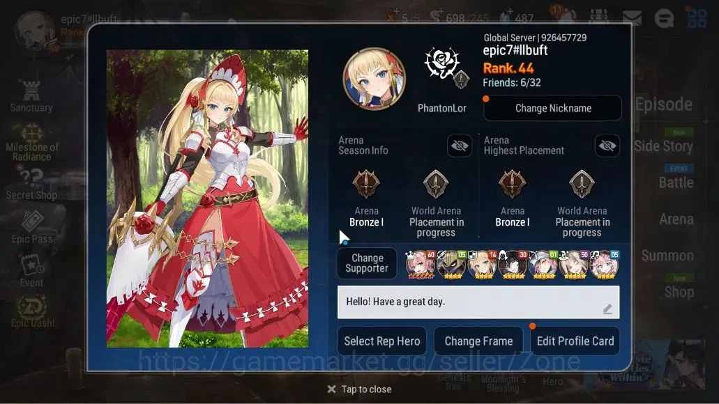 Epic Seven Accounts High-End Global Unverif|NewEra|5 ML(LOTScales,Har setti,WOTMere Tenebria,Etc)+Abyss Fumyr,Landy|Abyss 2