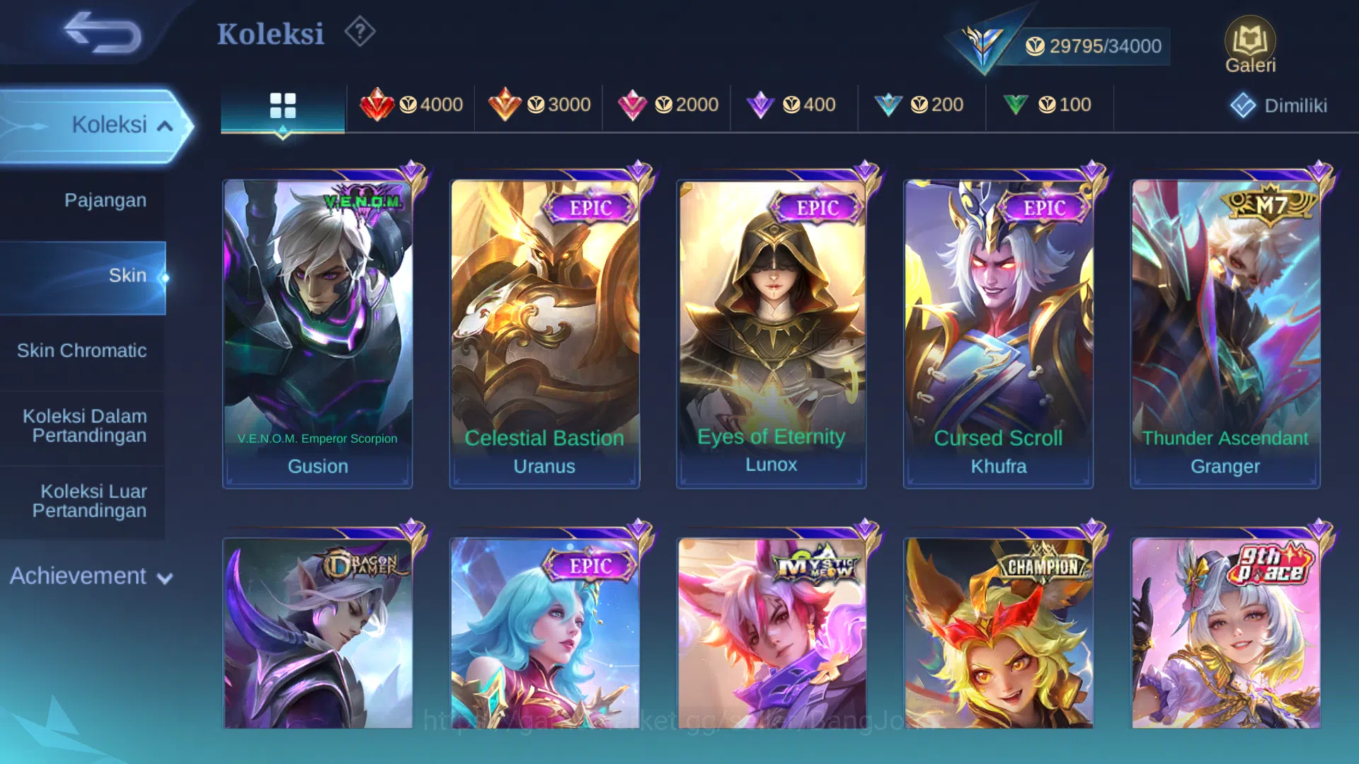 Mobile Legends: Bang Bang Accounts hero 61 skin 111 prime granger dragon estes, venom image 13