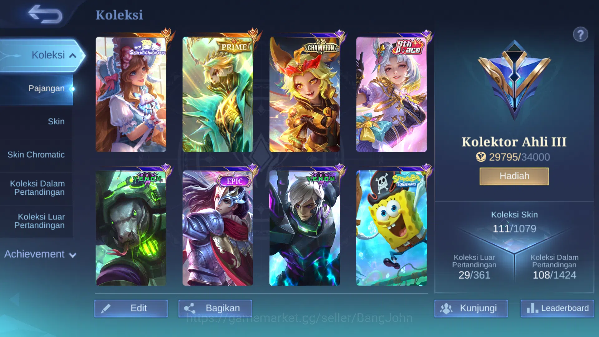 Mobile Legends: Bang Bang Accounts hero 61 skin 111 prime granger dragon estes, venom image 9