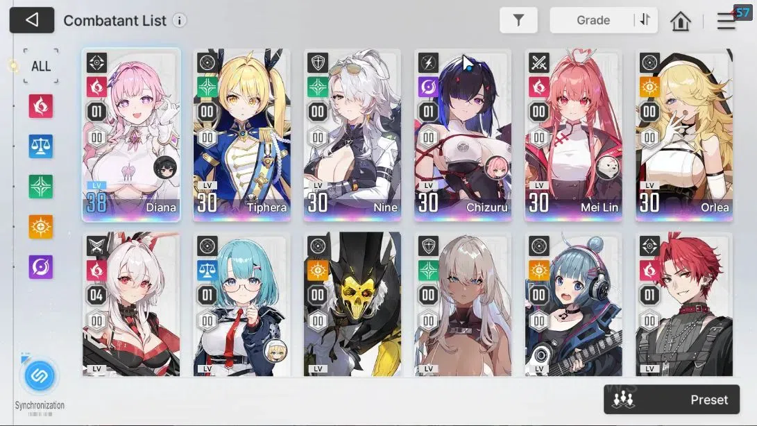 Chaos Zero Nightmare Accounts GLOBAL Lv 32|6 SSR[DianaM1,Tiphera,Nine,Mei Lin+Sign,Etc]|9 3