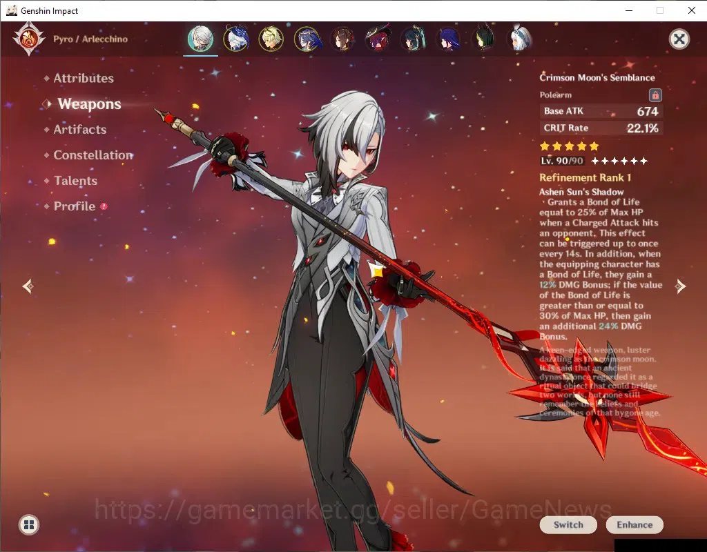 Genshin Impact Accounts ASIA|AR 58|11 Limited + 8(*5 Weapon)|(Arlecchino,Z image 4