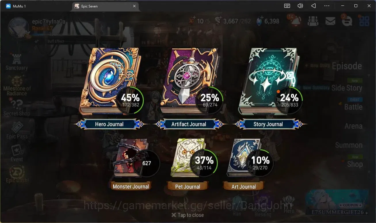 Epic Seven Accounts High-End Global Unverif |11 ML(E Ilynav,NM Luna,RO Light,RnL,DB Senya,S Taeyou,J Kise Etc)|PoH ON|SS 3