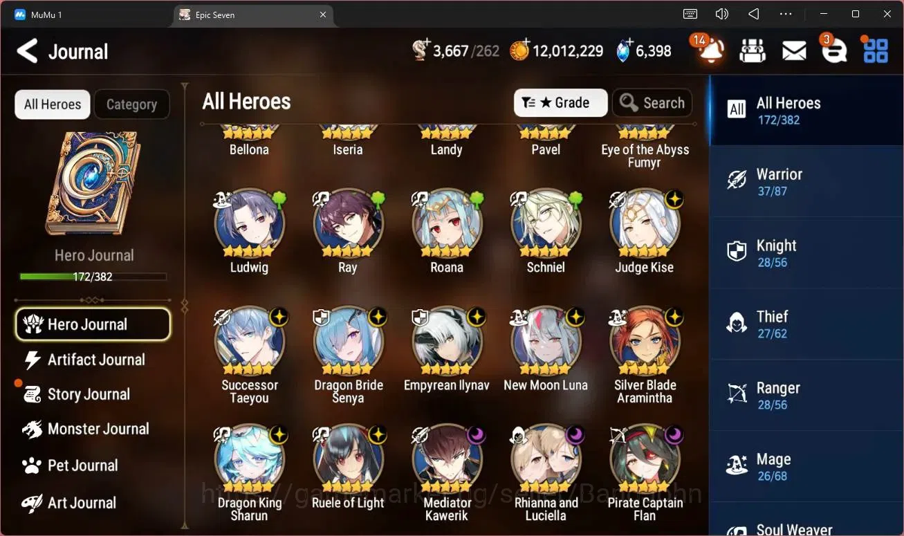 Epic Seven Accounts High-End Global Unverif |11 ML(E Ilynav,NM Luna,RO Light,RnL,DB Senya,S Taeyou,J Kise Etc)|PoH ON|SS 7
