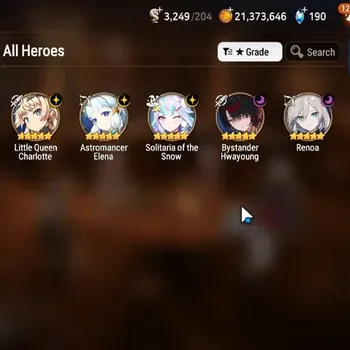 Epic Seven Accounts Starter Global Unverif|Starter|5ML(LQC,A.Elena,Solitaria,B.Hwayoung,Renoa)|Theater Locked|PoH+Bless