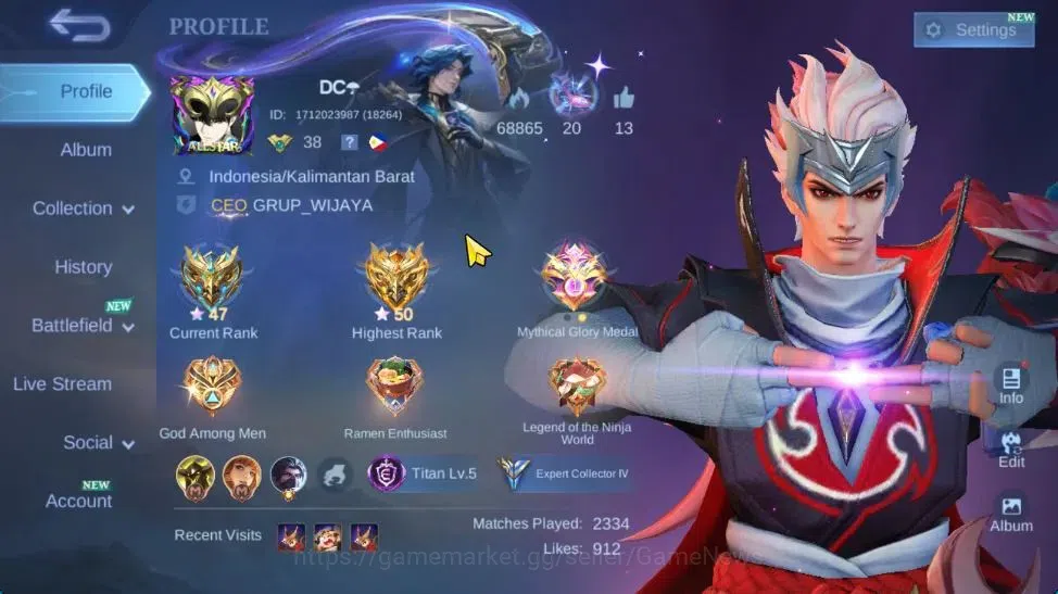 Mobile Legends: Bang Bang Accounts Hero 73|Skin 112|Prime Granger,9th Pace Fanny,Blaz image 3